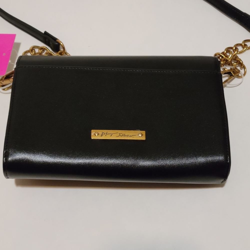 Black and Gold Embellished Betsey Johnson Crossbody Bag - Picture 5 of 8